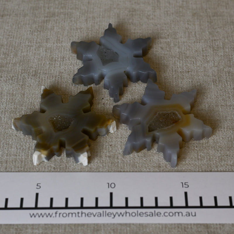 Druzy Agate Snowflakes